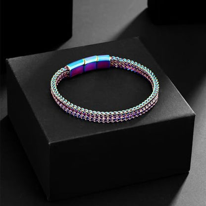 Mens Bracelet-Stainless Steel Magnetic Clasp Franco Chain Bracelets for Men - color: B-Colors