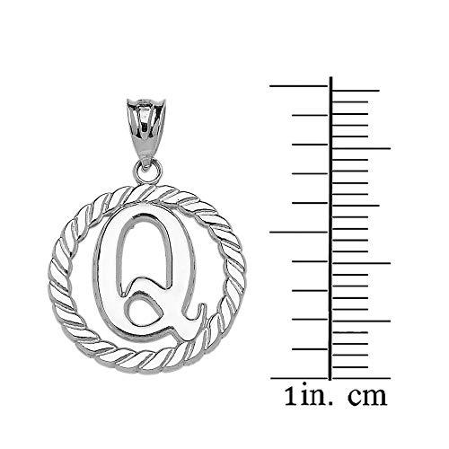 Claddagh Gold Fine 925 Sterling Silver Personalized Initial A-Z Roped Circle Charm Pendant - style: Q