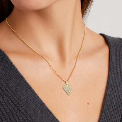 Rnivida Small Cz Pave Puff Heart Necklace for Women - color: L Heart - Gold