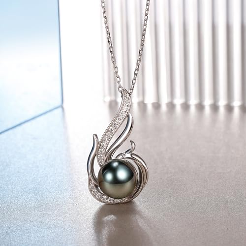 NONNYL Necklace Gifts for Women-Mothers Day Gift for Mom Her Wife Coules Girlfriend-Gifts for Wife Women Wedding Birthday Anniversary Jewelry, Christmas Day Valentine's Gift, Pearl Necklaces - color: Tahitian Black Pearl Necklace