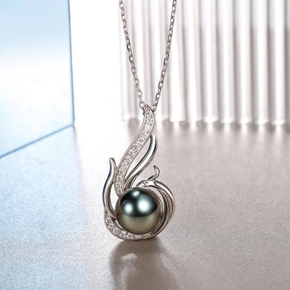 NONNYL Necklace Gifts for Women-Mothers Day Gift for Mom Her Wife Coules Girlfriend-Gifts for Wife Women Wedding Birthday Anniversary Jewelry, Christmas Day Valentine's Gift, Pearl Necklaces - color: Tahitian Black Pearl Necklace