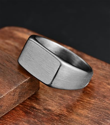 King Ring 10mm Seal Rings – Sand Surface Stainless Steel Bands for Men – Designed in USA - color: Silver