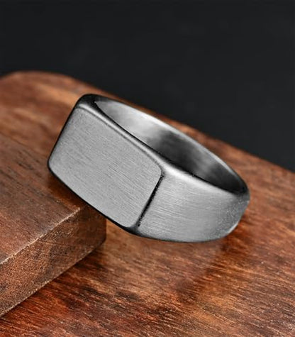 King Ring 10mm Seal Rings – Sand Surface Stainless Steel Bands for Men – Designed in USA - color: Silver