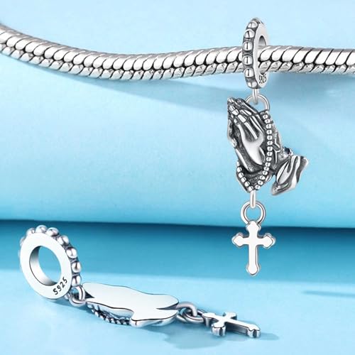 CYCUFF 925 Sterling Silver Charms Suitable for Charm Necklaces, Bracelet Pendants Beads Jewellery Gift for Women - color: Praying Hands Charm