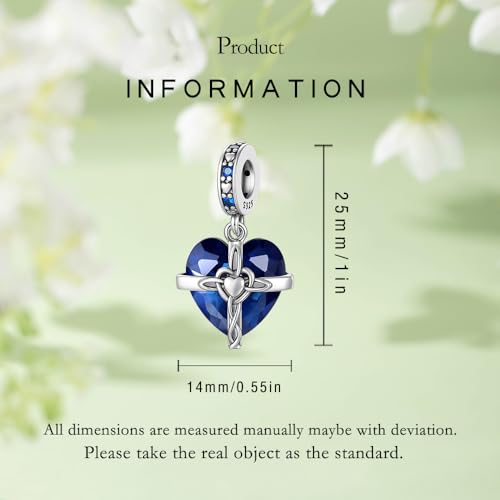 Birthstone Charm, 925 Sterling Silve Heart Dangle Charms for Pandora Bracelets, Ladies Birthday Gift - style: I-September
