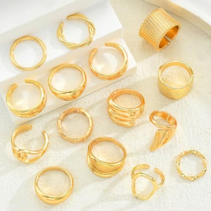 FUTIMELY 14K Gold Stackable Knuckle Rings Set for Women,Aesthetic Silver Trendy Dainty Open Midi Rings Set,Midi Finger Rings Pack Jewelry Gifts - color: Gold5