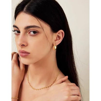 Statement Chunky Gold Earrings for Women Unique Square Stainless Steel Heaven Mayhem Button Stud Earrings Trendy Jewelry - style: Gold Teardrop