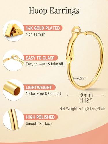 FaithHeart Silver/Black/Gold Stainless Steel Thin Hoop Earrings for Women | 2mm Wide Thin Large Hoop Earrings, Hypoallergenic Lightweight Trendy Jewelry, 20/30/40/50/60/70/80/90/100mm - color: Gold, size: 30mm/1.18"
