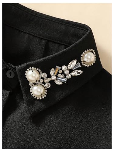 Verdusa Women's Fake Collar Detachable Dickey Collar Half Shirts Blouse - color: Black Multi