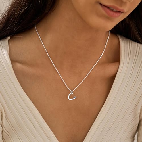 Initial Necklaces for Women Trendy, Dainty Silver Letter Necklace Cute Pendant Choker Name Necklace Personalized Costume Monogram Silver Jewelry Necklace for Women Valentines Gifts - color: Silver, style: M
