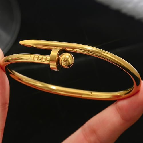 Bangle Bracelet Set for Women Stackable No Tarnish 18K Gold Plated Stainless Steel Dainty Gold Bangle Bracelets - color: Style 5