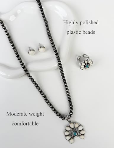 TOPACC Western Jewelry Set for Women Navajo Pearl Necklace Turquoise Cowgirl Accessories for Country Concert Outfit - color: B-Turquoise