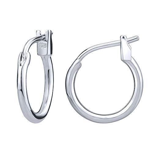 AoedeJ 925 Sterling Silver Hoop Earrings Small Hoop Earrings for Women | High Polished Round Tiny Click-Top Hoop Earrings, Small Clasp Hoop Piercing Earrings - color: Inner Diameter-10mm 3/8''