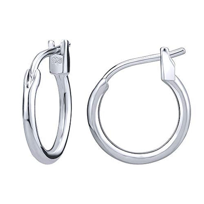 AoedeJ 925 Sterling Silver Hoop Earrings Small Hoop Earrings for Women | High Polished Round Tiny Click-Top Hoop Earrings, Small Clasp Hoop Piercing Earrings - color: Inner Diameter-10mm 3/8''