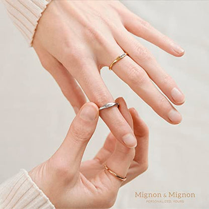 MignonandMignon Personalized Name Ring Custom Handmade Mother's Day Gifts Jewelry Best Gift For Her Anniversary Name Jewelry Mom Gift Engraved Elegant Rings - RF1