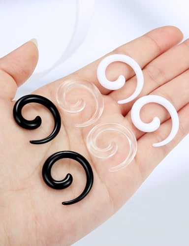 14-00G Ears Gauges Tunnels Plugs for Women Acrylic Spiral Snail Ear Gauge Septum Stretching Kit Earring Expander Stretcher Earrings Piercing Jewelry for Women Men - style: 6G Tapers