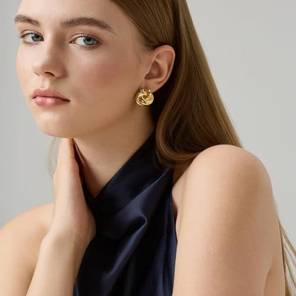 Green Crystal huggie gold hoop earrings for women Girls,14K Gold Plated with 925 Sterling Silver Post color Cubic Zirconia dainty cute Earrings| CZ Stud Earring - color: Infinity Knot Earrings