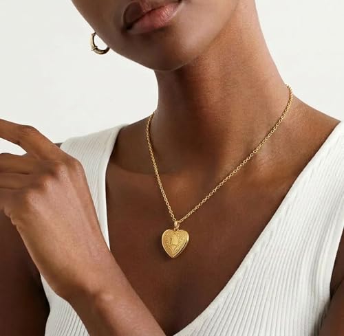 Gold Initial Heart Letter Pendant Necklace Jewelry for Women | 14K Gold Plated Fashion Waterproof Statement Cute Necklaces Dainty Personalized Name Friendship Couple Gifts for Women - color: Initial L