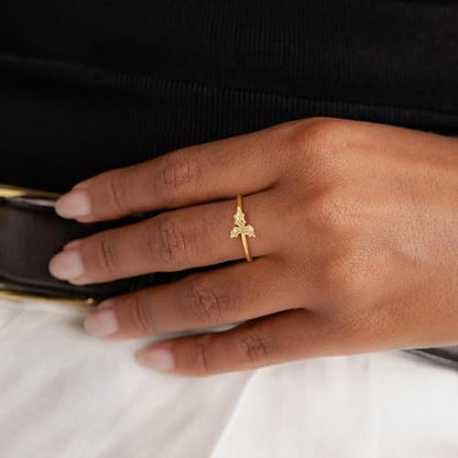 Birth Flower Stacking Ring for Women | 14K Gold Plated Brass, 12 Engraved Floral Motifs, Slim Stack-Ready Band, Available in US Sizes 5-9 - style: Dec.-Holly