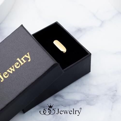 555Jewelry Stainless Steel Solid Plain High Polish Round Signet Ring for Men - color: Oval Gold