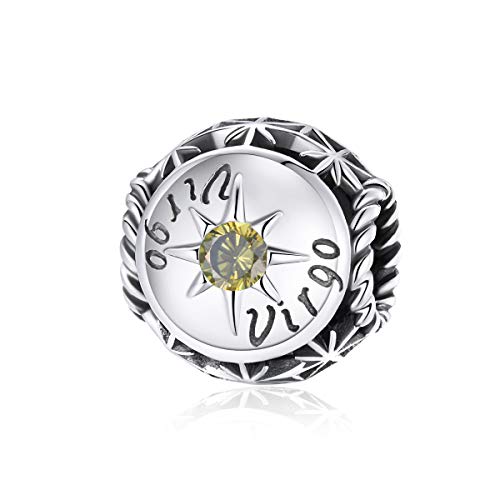 Zodiac Sign Charm fit Charms Bracelet 925 Sterling Silver Charm Birthday Charm 12 Constellations Charms For pandora Bracelets - color: Virgo
