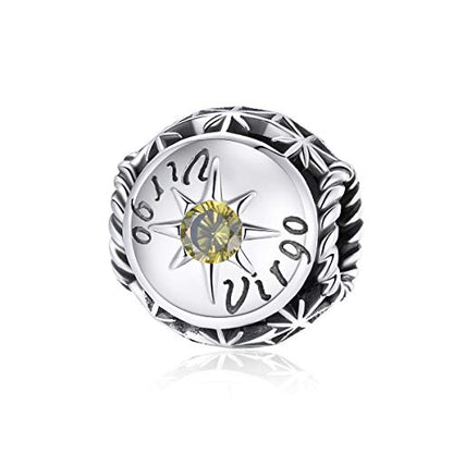 Zodiac Sign Charm fit Charms Bracelet 925 Sterling Silver Charm Birthday Charm 12 Constellations Charms For pandora Bracelets - color: Virgo