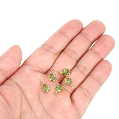 PATIKIL Birthstone Charm Beads Drop Pendant, Handmade Birthstone for Personalized Earrings Bracelet Necklace - color: Light Green, size: 0.47" x 0.24"