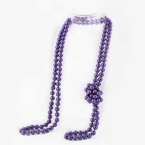 BABEYOND Long Pearl Necklace Faux Pearls Necklace Set Beaded Long Pearls Necklace 1920s Gatsby Costume Jewelry - color: Dark Purple