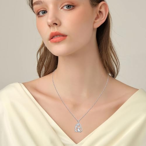 Heart Animal Necklace 925 Sterling Silver Cute Animal Pendant Jewelry Birthday Gifts for Women Girlfriend Mom Animal Lovers - style: Bunny
