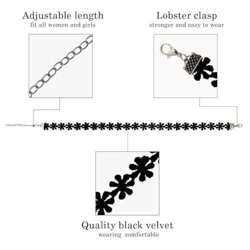 Choker Necklace for Women, Choker Necklaces for Woman, Black Choker, Chokers for Women - color: Black 10pcs
