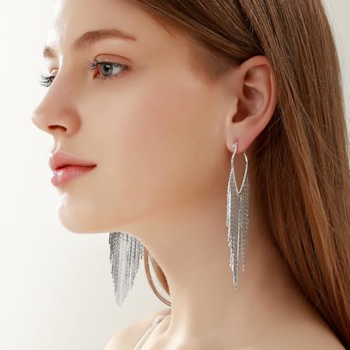 Ritach Dangle Earrings for Women 14k Gold Formal Fringe Long Dangle Tassel Earrings Chandelier Jewelry for Party Prom - style: Long-S