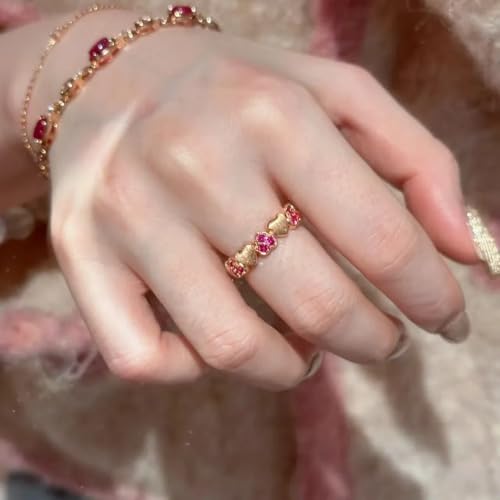 Gold-Plated Butterfly Rings - Vintage Snake Statement Rings with Cubic Zirconia for Women Adjustable Open Rings - style: Vintage Gold Heart