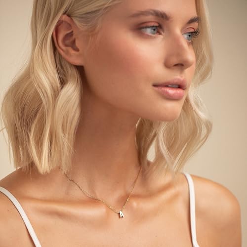 Initial Necklace for Women Girls Kids - Dainty Initial Necklace Tiny A-Z Pendant Necklace Cute Letter Necklace - color: H