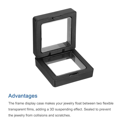 MECCANIXITY Floating Frame Display Holder Stand 3D Jewelry Display Box 1.97 x 1.97 x 0.79 Inch Black for Ring Necklace Bracelet Earring Pack of 2 - color: Black, size: 1.97 x 1.97 x 0.79 inch