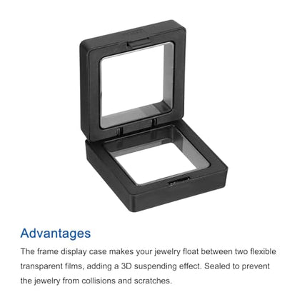 MECCANIXITY Floating Frame Display Holder Stand 3D Jewelry Display Box 1.97 x 1.97 x 0.79 Inch Black for Ring Necklace Bracelet Earring Pack of 2 - color: Black, size: 1.97 x 1.97 x 0.79 inch