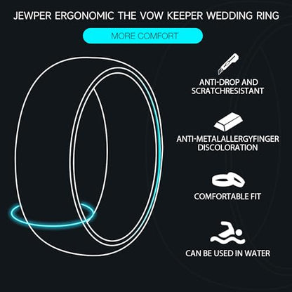 2/4/6/8mm Black/silver/gold Tungsten Rings for Men Womens Couple Fashion Jewelry Promise Engagement Wedding Band Hammered Inner ring inlaid with olive wood Carbide Polished Edge Comfort Fit - color: 4MM silver