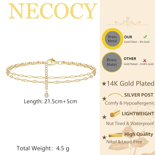 Gold Lips Ankle Bracelets for Women Dainty 14k Gold/Silver Plated Waterproof Layered Anklets Trendy Waterproof Fashion Jewelry Gifts for Women