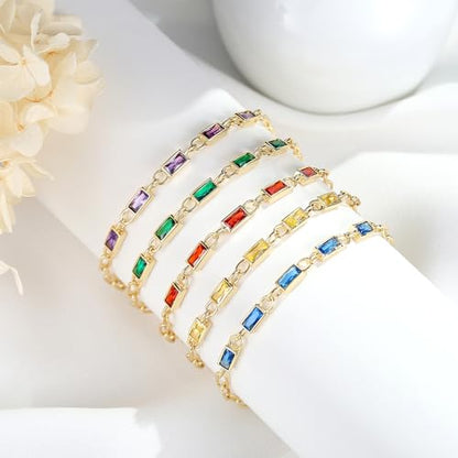 Gold Birthstone Bracelet for Women, 18K Gold Plated Layered Jewelry Bracelet Set, Womens Dainty Stackable Bracelets Link Paperclip Chain Valentines Day Gift for Wife Her - color: Gold-10-Oct.