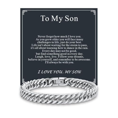 Supcare Unique Anniversary Birthday Valentines Fathers Day Stainless Steel Cuban Link Bracelets for Men Him, To My Man Dad Husband Love Always Remember Wrist Chain Bracelet Jewelry Gifts - color: A-Steel 01 To My Son, size: 8.3 Inches-8mm Width