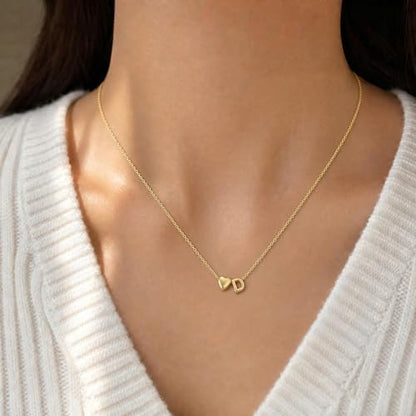 Gold Initial Necklace for Women,Letter A-Z Heart Necklace | 14k Gold Plated Necklaces Personalized Pendant Necklace Tiny Choker Chain Necklaces Birthday Gifts for Women Jewelry - color: Gold-Y