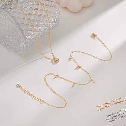 Layered Necklaces For Women,Dainty Gold Plated Necklace Stack Prom Layering Necklaces For Women Trendy Chain Cross Choker Necklace Set Fashion Accessories - color: 2set-cz