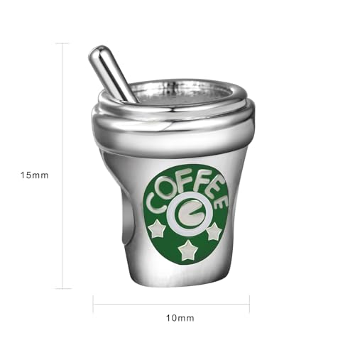 Coffee Charm Compatible with Pandora Charms Bracelets for Women Christmas - style: coffe green