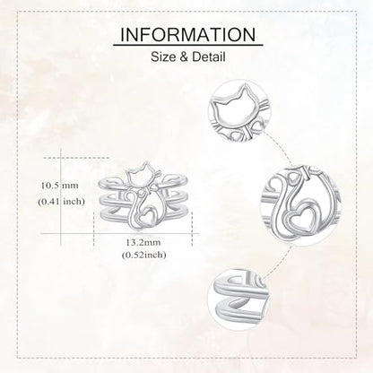 Celtic Knot/Celtic Knot/Bat/Filigree Viking Earrings 925 Sterling Silver Non Piercing Ear Cuff Earrings Cool Earring Cuff for Women Men - color: cat