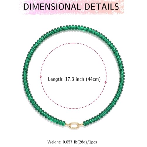 Joya Love Colorful Gemstone Beaded Necklaces For Women Trendy Rainbow Natural Stone Boho Handmade Stainless Steel Waterproof Strand Necklaces Jewelry For Women Gift - color: Emerald