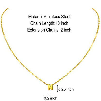 MOMOL Tiny Initial Necklace 18K Gold Plated Small Letter Necklace Personalized Name Necklace for Women - color: Gold N