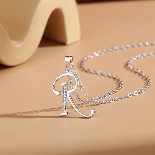VIKI LYNN Dainty Initial Letter Pendant Necklace for Women | Cubic Zirconia Initial Jewelry, Personalized Letter Necklace, Dainty Women Jewelry, Birthday Gift Idea for Her, Mom and Wife - color: Silver, style: Silver-R