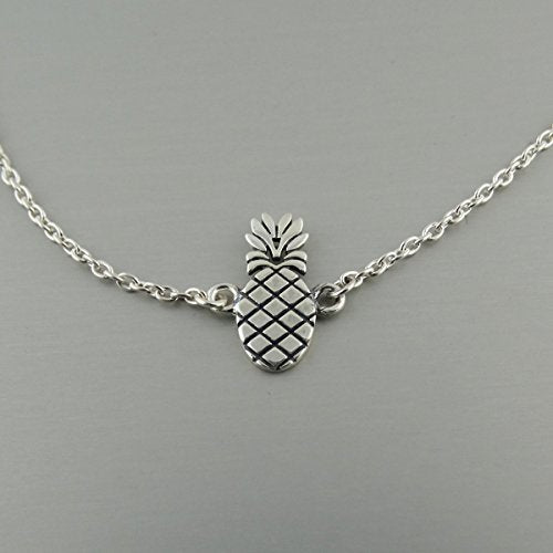 FashionJunkie4Life Sterling Silver Adjustable Link Anklet with Extension, Sterling Silver ankle bracelets for women, Summer bracelets, Foot Jewelry, Boho Jewelry for women - color: Pineapple