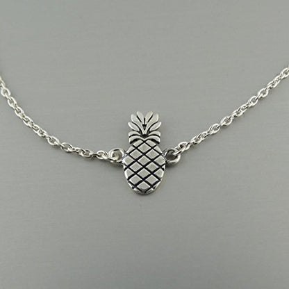 FashionJunkie4Life Sterling Silver Adjustable Link Anklet with Extension, Sterling Silver ankle bracelets for women, Summer bracelets, Foot Jewelry, Boho Jewelry for women - color: Pineapple