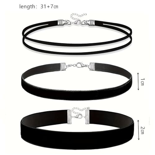 3pcs Black Choker Necklace for Women Black Velvet Choker Set Layered Classic Chokers for Women Adjustable Gothic Lace Collar Necklace for Party Cosplay Christmas Birthday Jewelry Gifts