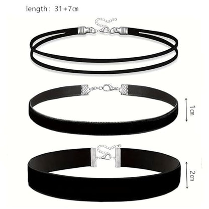 3pcs Black Choker Necklace for Women Black Velvet Choker Set Layered Classic Chokers for Women Adjustable Gothic Lace Collar Necklace for Party Cosplay Christmas Birthday Jewelry Gifts